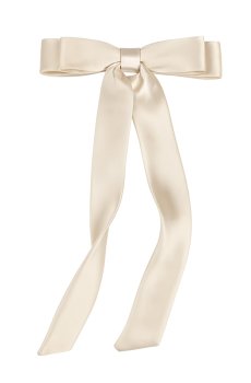 Бант для волос атлас, белый, 1 шт (E25092604)