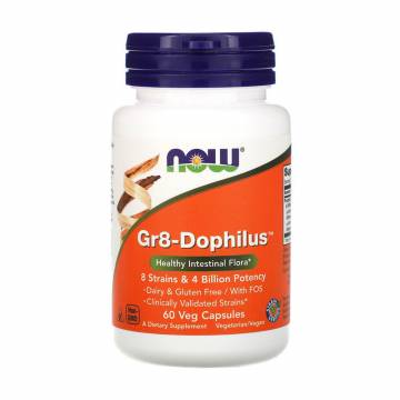 Пробиотик NOW foods Gr8-Dophilus для поддержания здоровья желудочно-кишечного тракта, 60 капсул Пробиотик NOW foods Gr8-Dophilus для поддержания здоровья желудочно-кишечного тракта, 60 капсул