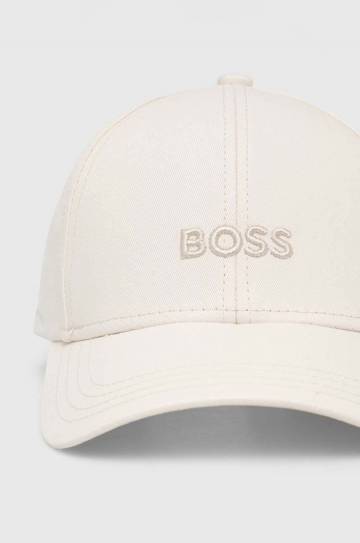 Хлопковая кепка BOSS цвет бежевый с аппликацией 50519889 Хлопковая кепка BOSS цвет бежевый с аппликацией 50519889
