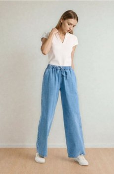 Джинси jogger wide-leg - синій