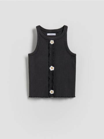 Reserved - Топ з аплікацією - темно-сірий - 943EK-90X