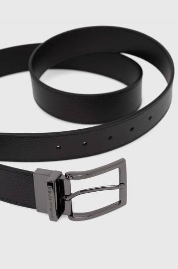 Двухсторонний кожаный ремень Emporio Armani мужской цвет чёрный