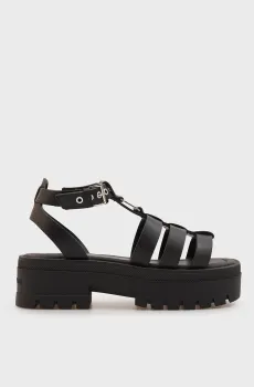 Женские черные кожаные сандалии FISHERMAN Черный 40 Tommy Jeans EN0EN02943