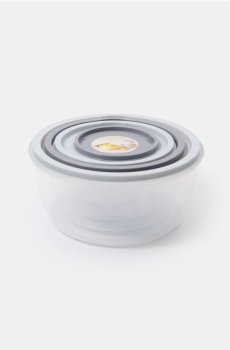 Круглі контейнери для їжі – набір 4 шт. - сірий