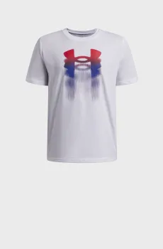Детская белая футболка UA B Logo Blur SS Белый 10 Under Armour 6009280-100