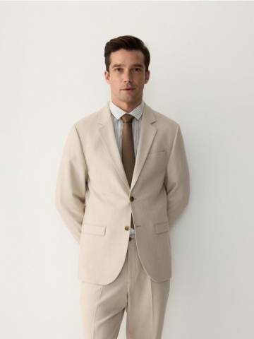 Reserved - Піджак прямого крою з віскозою - бежевий - 8684N-08X