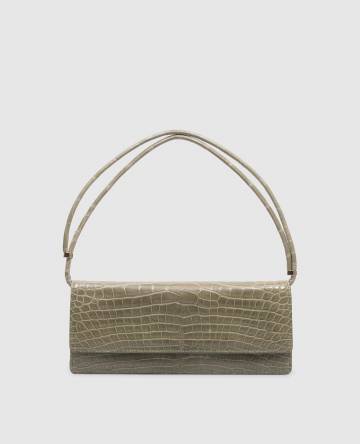 Зеленый клатч по коже крокодила