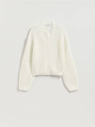Reserved - Кардиган з оздобленим плетінням - кремовий - 242GV-01X