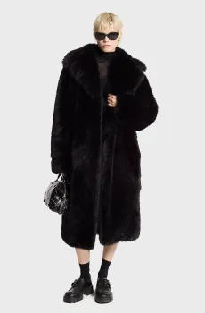 Женская черная шуба FAUX FUR LONG COAT Черный S Michael Kors MF420GKF1Q