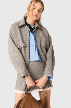 Женская куртка с узором Разноцветный 34 MAJE MFPBL00818_Brown checks