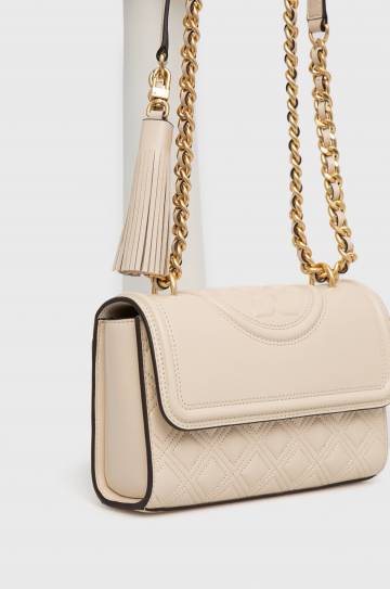Кожаная сумочка Tory Burch цвет бежевый Кожаная сумочка Tory Burch цвет бежевый