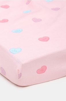 Простирадло із сердечками - рожевий