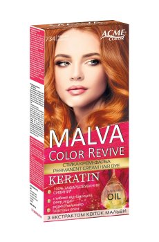 Стойкая крем-краска для волос Malva Color Revive 734 Медный, 105 мл