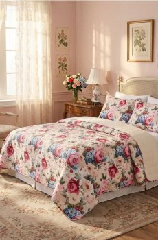 Покривало на ліжко з квітковим візерунком - різнобарвний