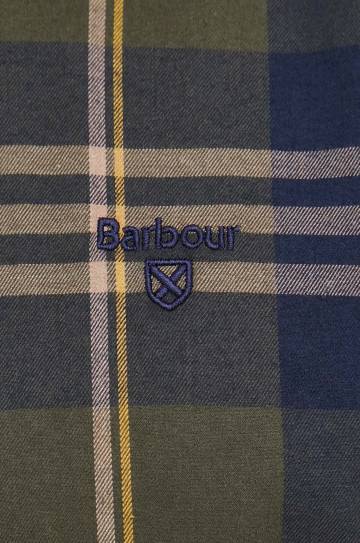 Хлопковая рубашка Barbour Edgar мужская цвет зелёный slim воротник button-down Хлопковая рубашка Barbour Edgar мужская цвет зелёный slim воротник button-down
