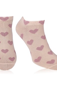 Носки женские AmiGA укороченные, сердца, пудровые, размер 23-25