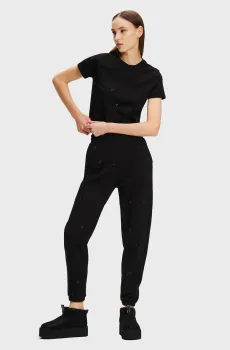 Женские черные спортивные брюки KL RHINESTONE SWEATPANTS Черный XS Karl Lagerfeld 246W1009