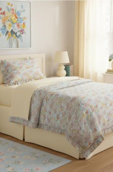 Квітковий комплект постільної білизни з воланами - різнобарвний