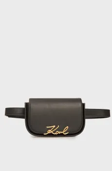 Женская черная кожаная поясная сумка SIGNATURE BELT BAG Черный ONESIZE Karl Lagerfeld A2W30003