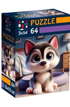 Пазлы De.tail Малый хаски, 15*15 см, 64 детали, от 5 лет (DT1234-16)