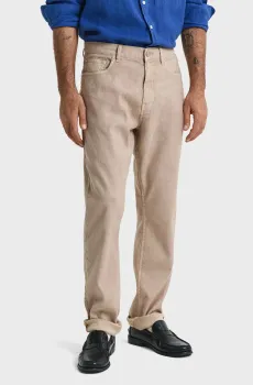 Мужские бежевые льняные джинсы REG COT/LINEN JEANS Бежевый 32-32 Gant 1000306