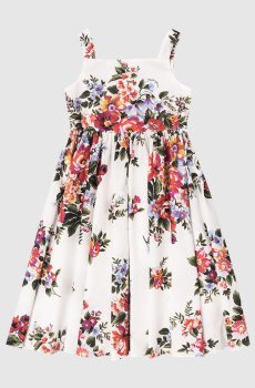Детское белое платье в цветочный принт