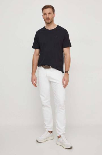 Хлопковая футболка Pepe Jeans Connor мужская цвет чёрный однотонная PM509206 Хлопковая футболка Pepe Jeans Connor мужская цвет чёрный однотонная PM509206