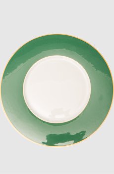 Белая фарфоровая сервировочная тарелка Striche Verdi e Oro