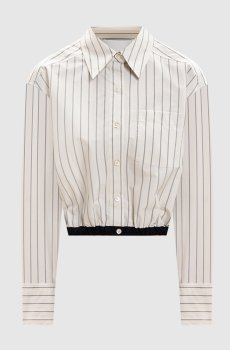 Белая укороченная рубашка в полоску