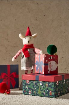 Різдвяний набір з 3 коробок для подарунків з кольоровими узорами - червоний