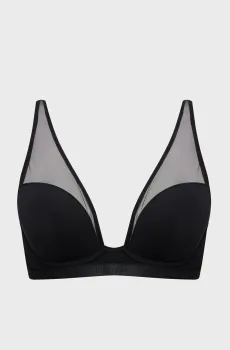 Женский черный бюстгальтер LIGHTLY LINED PLUNGE Черный S Calvin Klein LV00QF8729