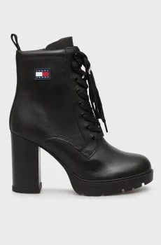 Женские черные кожаные ботильоны HEEL Черный 40 Tommy Jeans EN0EN02832