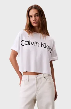 Женская белая футболка A-SS Boxy Logo Белый S Calvin Klein LV044C903G
