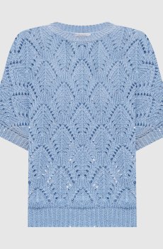 Голубой топ в ажурный узор