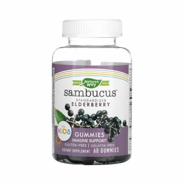 Бузина для детей Natures Way Sambucus Immune Gummy Elderberry, 60 жевательных конфет Бузина для детей Natures Way Sambucus Immune Gummy Elderberry, 60 жевательных конфет