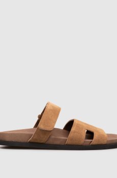 Коричневые замшевые шлепанцы