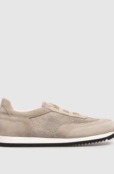 Бежевые комбинированные кроссовки с логотипом