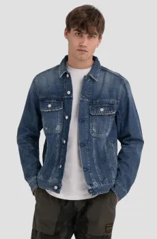 Мужская синяя джинсовая куртка Синий S Replay MV843 .000.598 44D