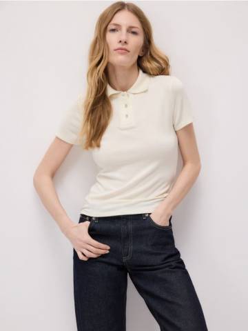 Reserved - Футболка поло з віскозою - світло-жовтий - YT896-10X