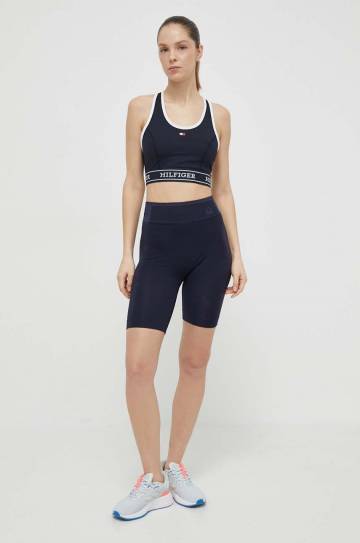 Спортивный бюстгальтер Tommy Hilfiger цвет синий однотонный WW0WW41517 Спортивный бюстгальтер Tommy Hilfiger цвет синий однотонный WW0WW41517