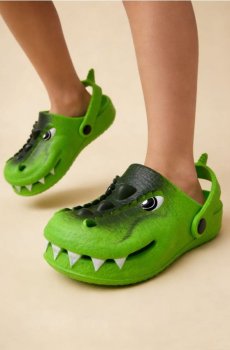 Клоги з мотивом динозавра - зелений