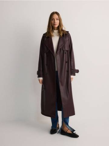 Reserved - LADIES` COAT & BELT - burgundy - 632AY-53X Reserved - LADIES` COAT & BELT - burgundy - 632AY-53X