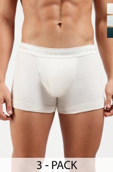 Calvin Klein Underwear Pack of 3 Cotton Assorted Solid Trunks