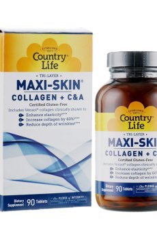 Коллаген + витамины А и С Country Life Maxi-Skin Collagen + Vitamins C&A, 90 таблеток