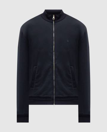 Синяя спортивная куртка с вышивкой эмблемы