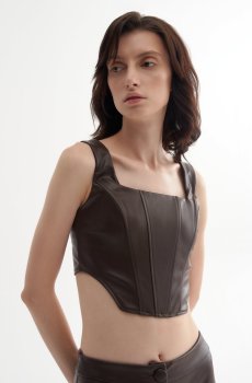Корсет з екошкіри темно-коричневий Estro ER00112726