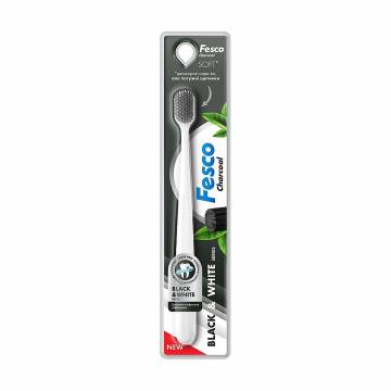Зубная щетка Fesco Charcoal Black & White Series мягкая, белая, 1 шт Зубная щетка Fesco Charcoal Black & White Series мягкая, белая, 1 шт