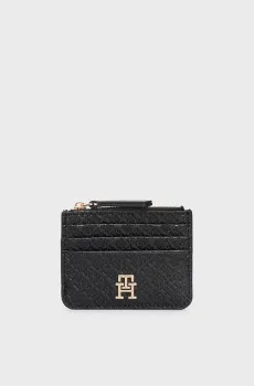 Женский черный кардхолдер с узором TH ETERNITY CC HOLDER MONO Черный ONESIZE Tommy Hilfiger AW0AW16920