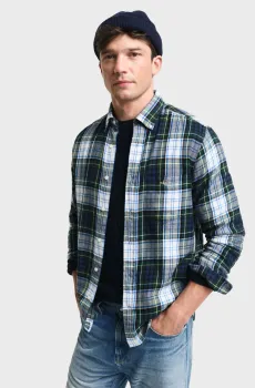 Мужская рубашка в клетку REG FLANNEL CHECK Зеленый M Gant 3250001