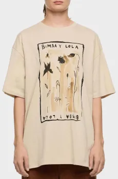 Женская бежевая футболка Бежевый L Bimba Y Lola 252BR7441.10090